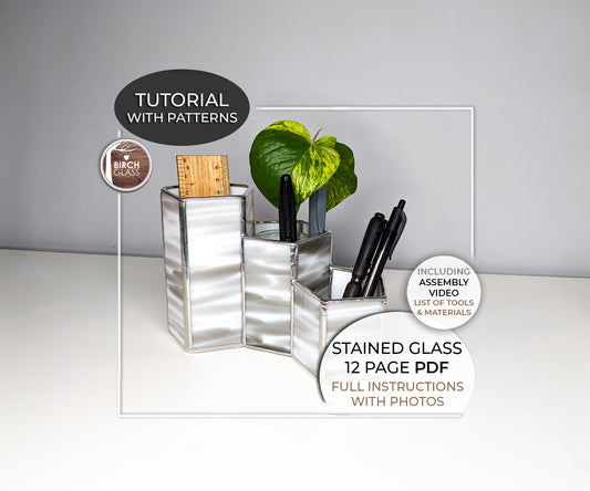 TUTORIAL • Pentagon Desk Organizer (Full Instructions & Bonus Video) Stained Glass Pattern