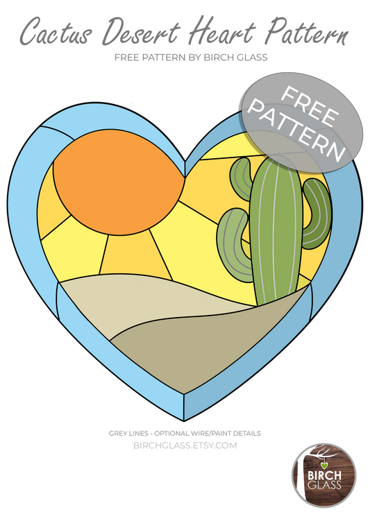 Cactus Desert Heart Sunset, Sunrise Love • FREE PATTERN