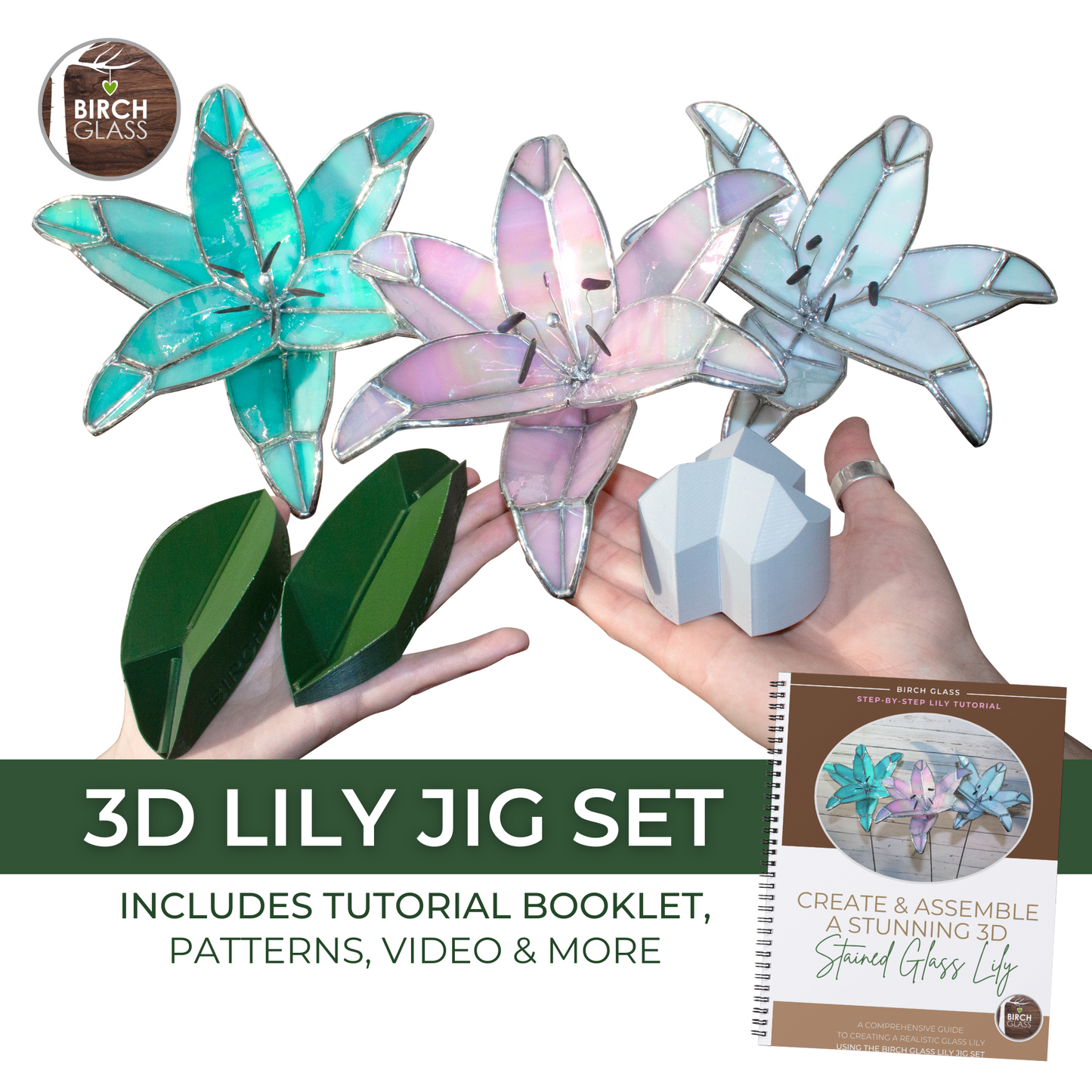 3D LILY JIG SET & TUTORIAL BOOKLET | Stained Glass Jig