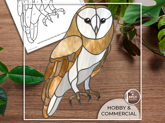 PATTERN • Barn Owl Panel Stained Glass Pattern