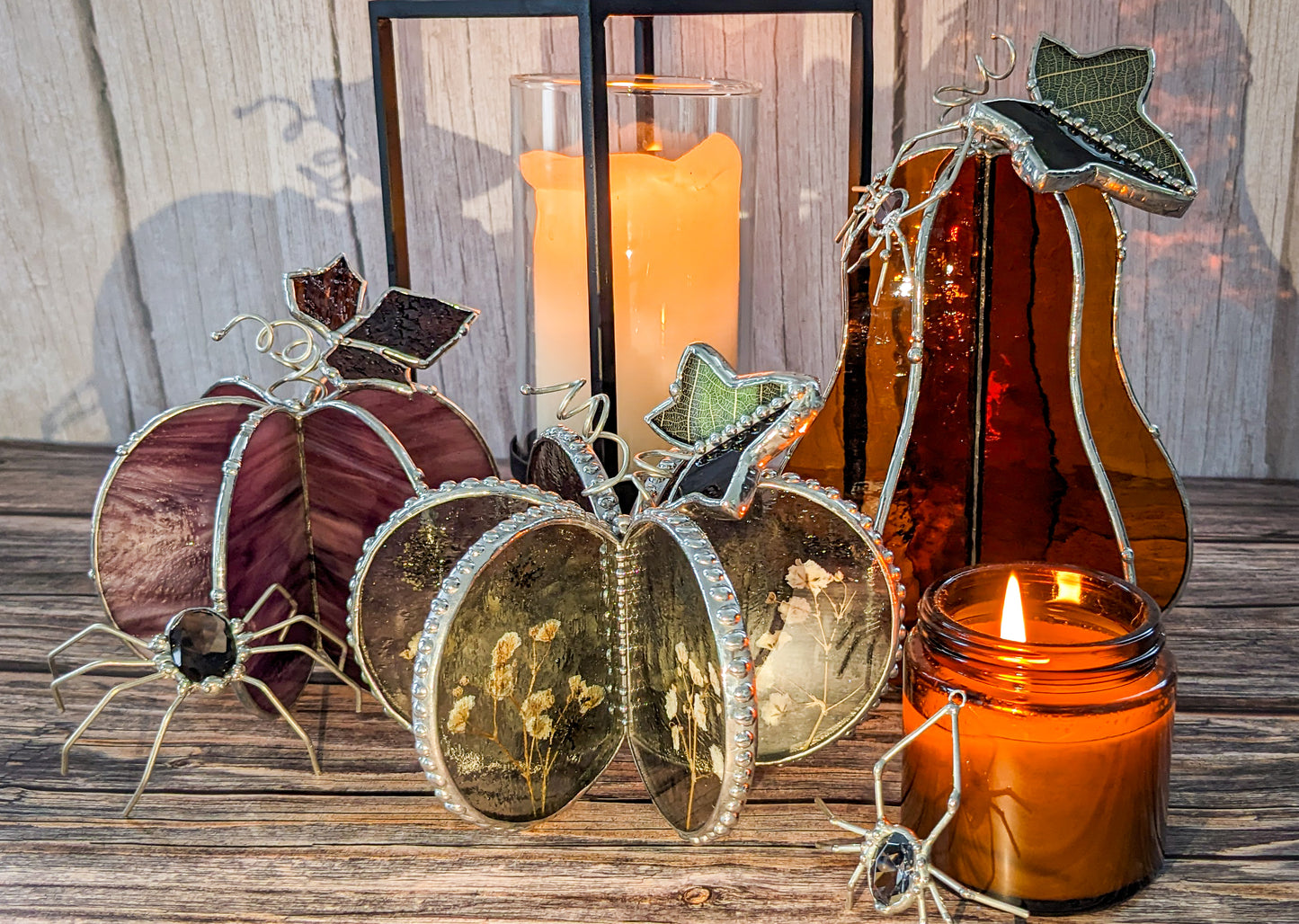 TUTORIAL • 3D Pumpkin Pressed Flowers (Full Instructions) Stained Glass Pattern