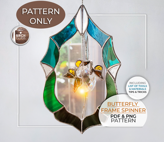 3D PATTERN • Butterfly Frame Spinner Stained Glass Pattern (PATTERN ONLY)