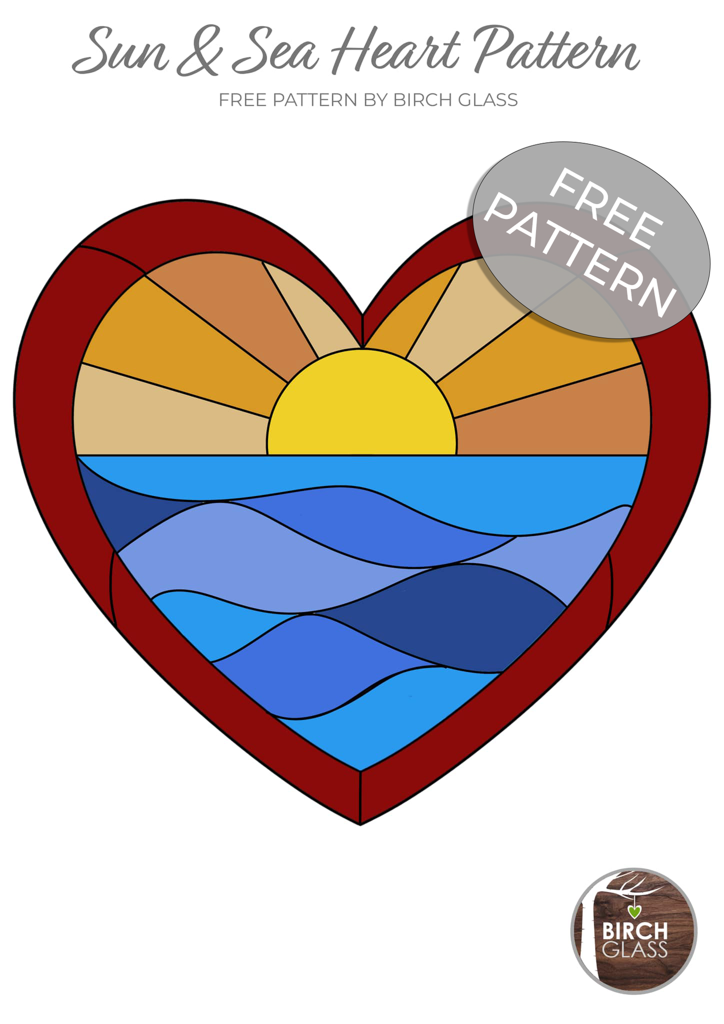 Sunset Ocean Heart & Sunrise, Sunset • FREE PATTERN