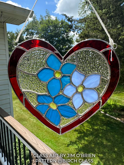 PATTERN • Forget Me Not Flower Heart Stained Glass Pattern