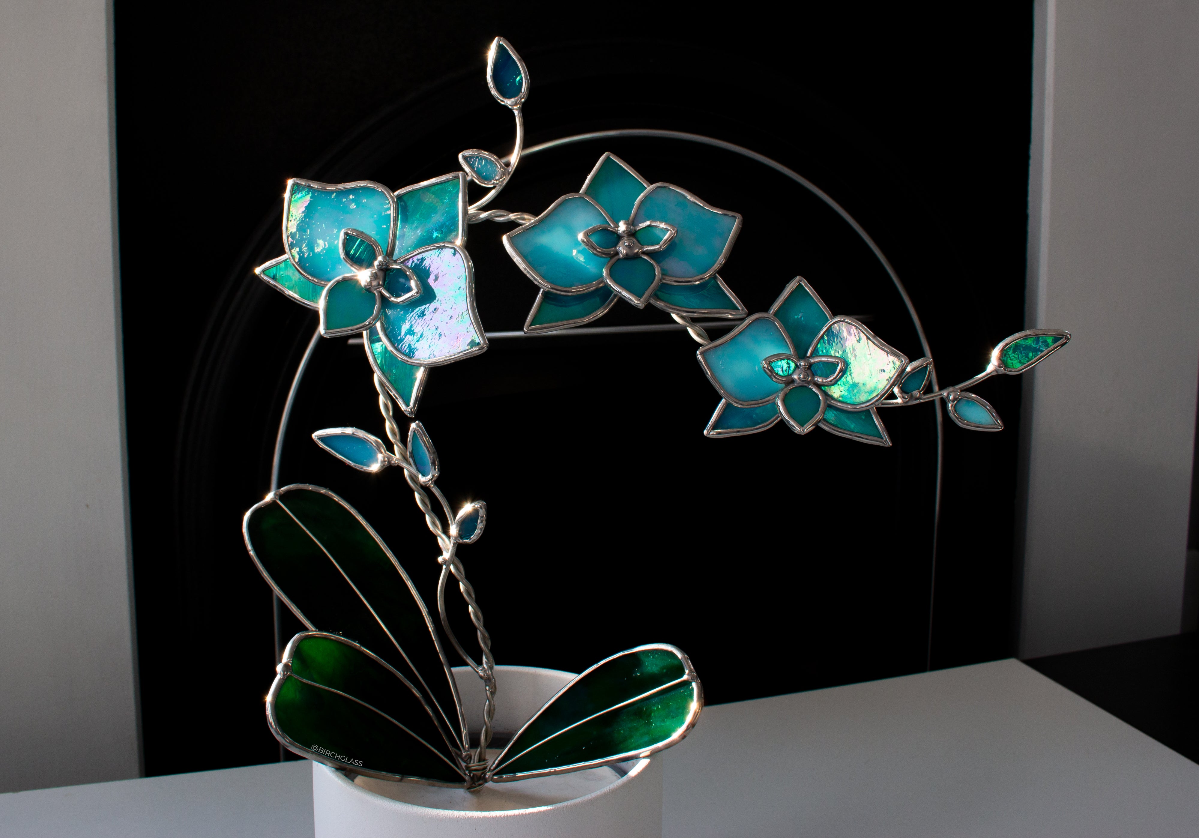 Orchid stained glass 3d flower Glass flower sculpture Plants, Glass Plants, hot Stained Glass Flower