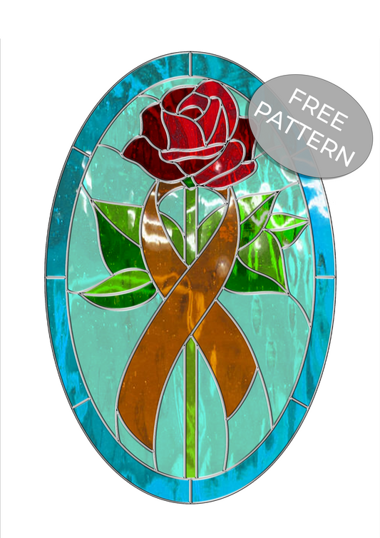 Ribbon Rose Oval Panel, Flower, Charity Ribbon, Awareness • FREE PATTERN
