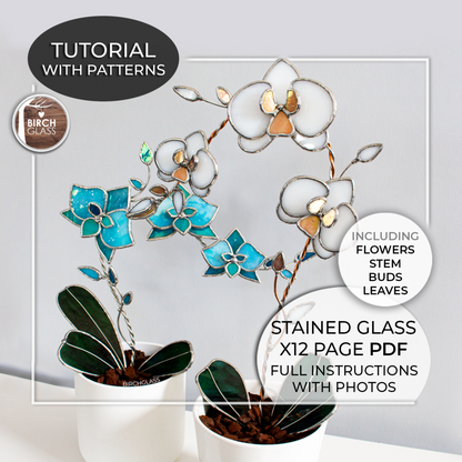 TUTORIAL 3D Orchid Plant Full Instructions Stained Glass Pattern