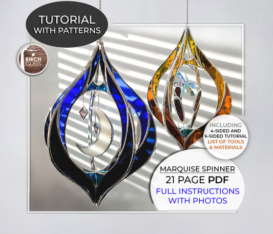 TUTORIAL • 3D Marquise Spinner (Full Instructions & Photos) Stained Glass Pattern