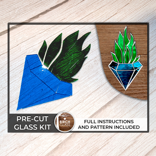 Precut Geometric Succulent Kit - Stained Glass, Mosaics & More