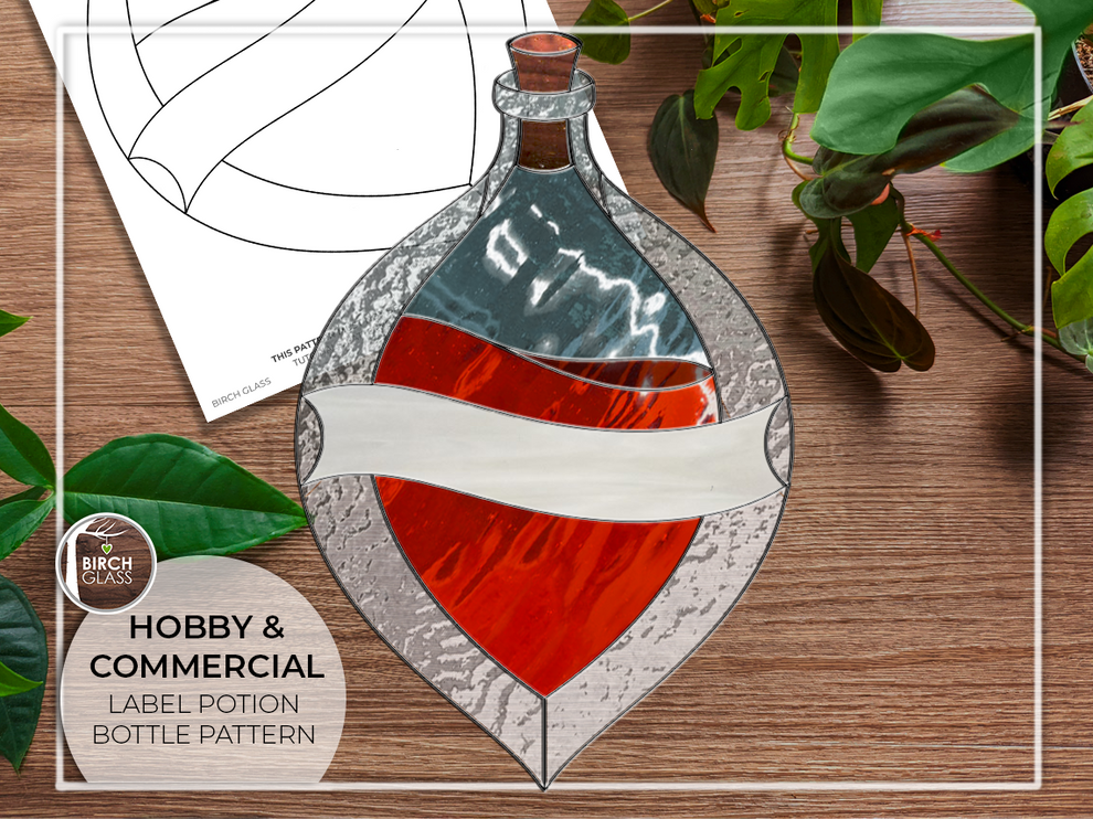 PATTERN • Label Potion Bottle Stained Glass Pattern – Birch Glass