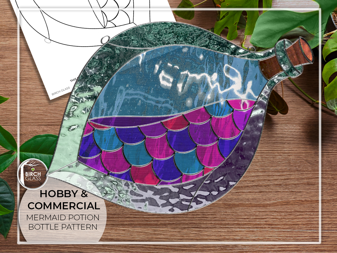 PATTERN • Mermaid Potion Bottle Stained Glass Pattern