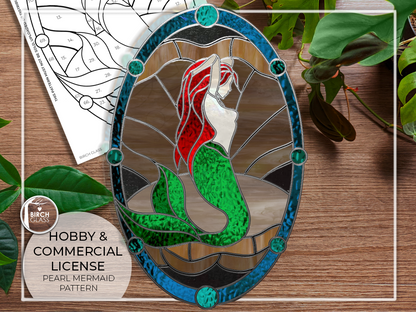 PATTERN • Mermaid Pearl Stained Glass Pattern