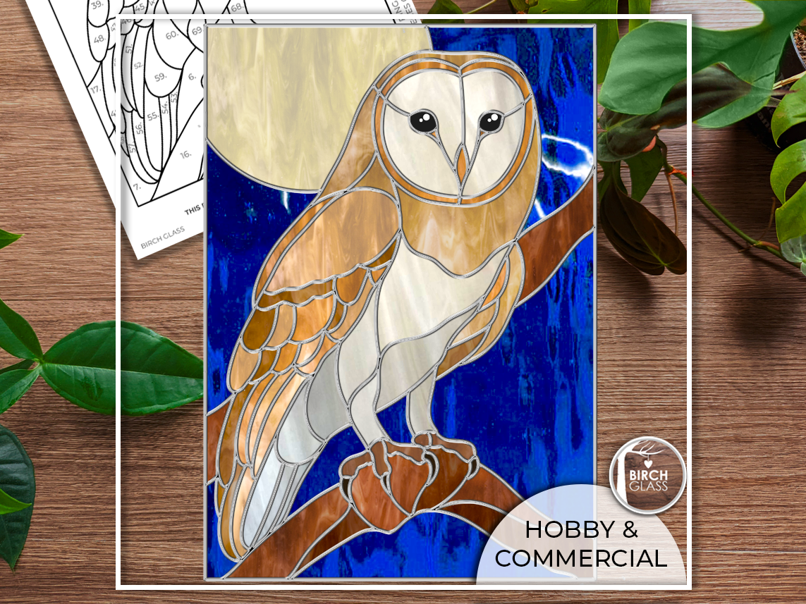 PATTERN • Barn Owl Panel Stained Glass Pattern