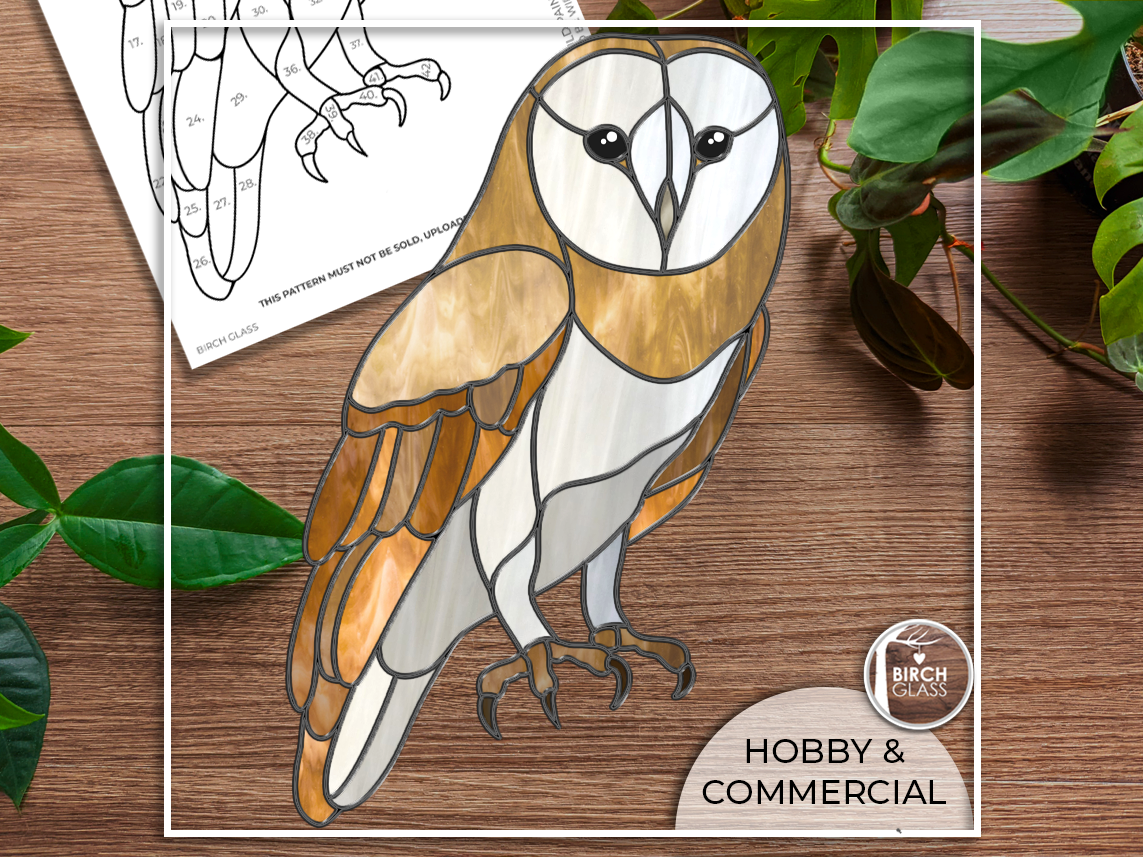 PATTERN • Barn Owl Panel Stained Glass Pattern