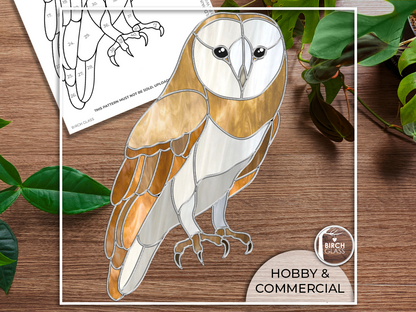 PATTERN • Barn Owl Panel Stained Glass Pattern