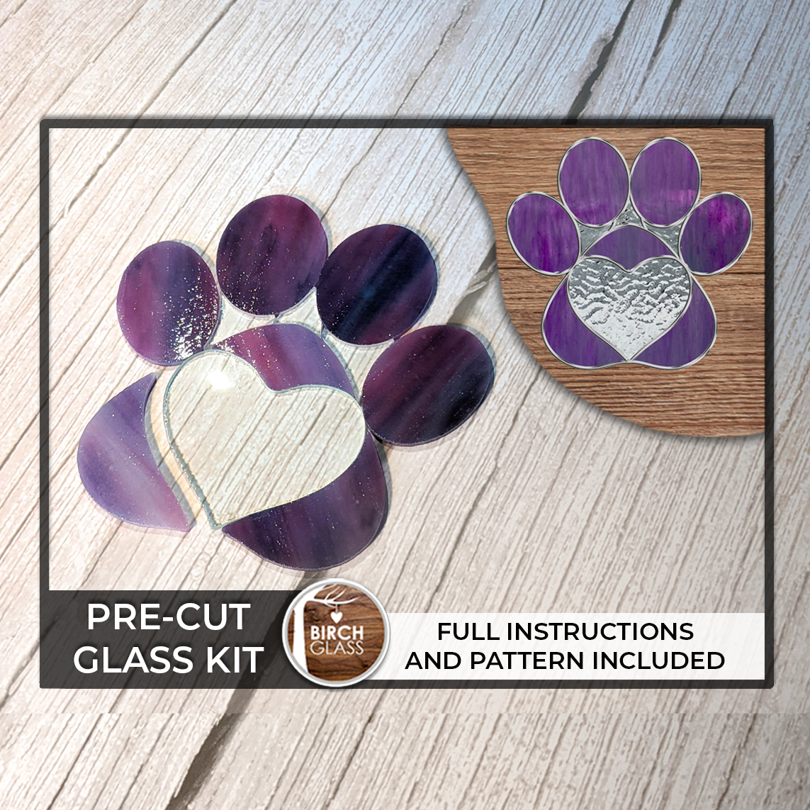 Precut Paw Print Glass Kit - Stained Glass, Mosaics & More