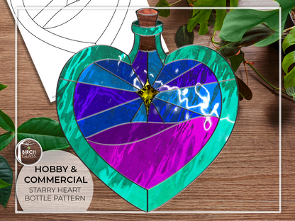 PATTERN • Heart Star Potion Bottle Stained Glass Pattern