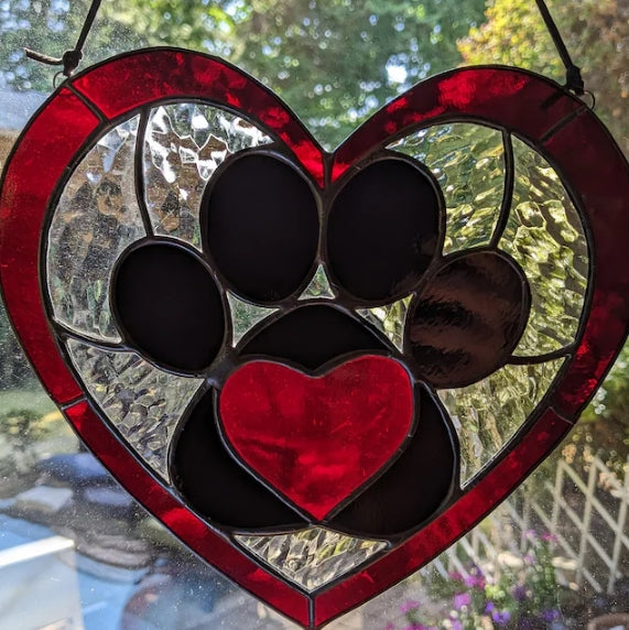 PATTERN • Paw Heart #2 Stained Glass Pattern