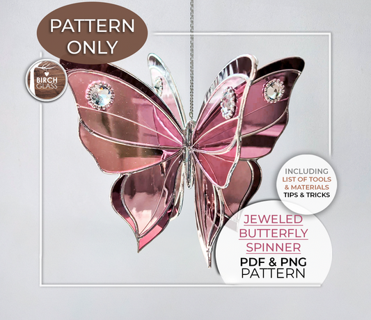 3D PATTERN • Jewel Butterfly Spinner Stained Glass Pattern (PATTERN ONLY)