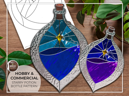 PATTERN • Starry Potion Bottle Stained Glass Pattern