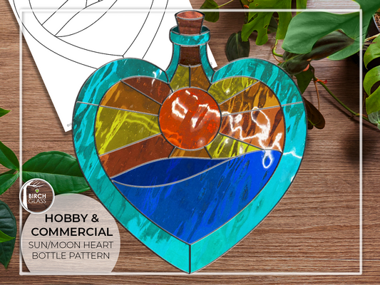 PATTERN • Heart Sunny Sky Potion Bottle Stained Glass Pattern