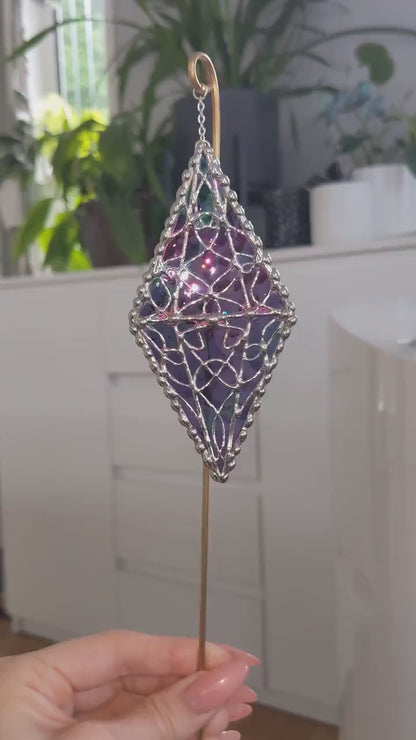 PURPLE Glass Magic Crystal Suncatcher Plant Stake