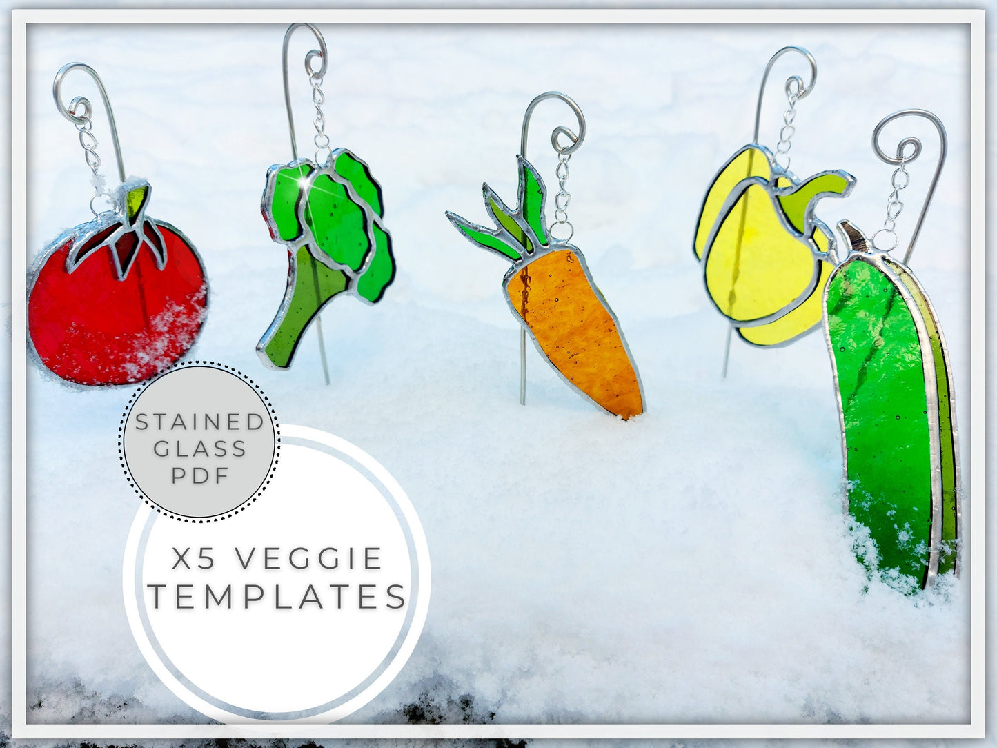 PATTERNS • Veggies x5 Beginner Stained Glass Patterns