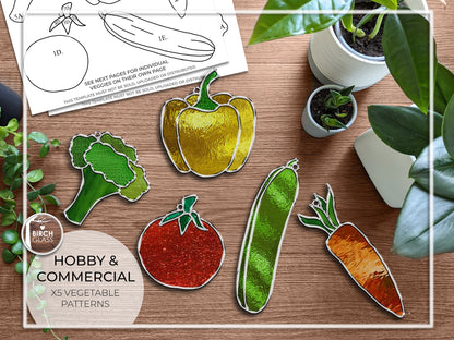PATTERNS • Veggies x5 Beginner Stained Glass Patterns
