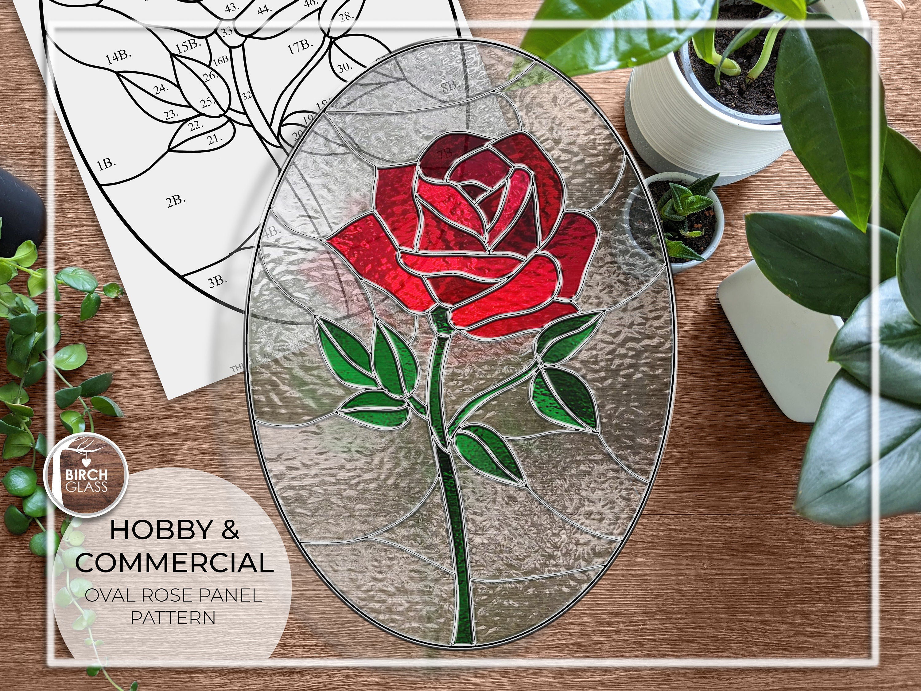 PATTERN • Rose Panel Stained Glass Pattern – Birch Glass