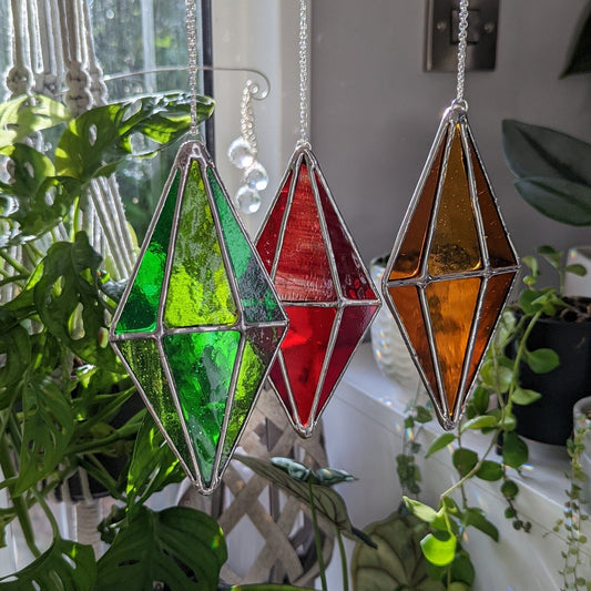 Plumbob Sims Inspired Glass Suncatcher & Plant Stakes - Sims 4 Gift