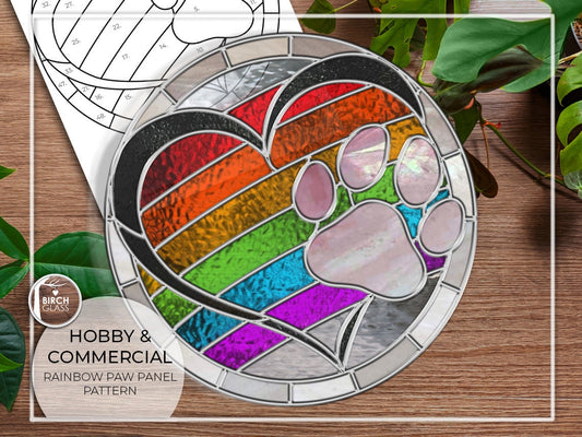 PATTERN • Rainbow Paw Stained Glass Pattern