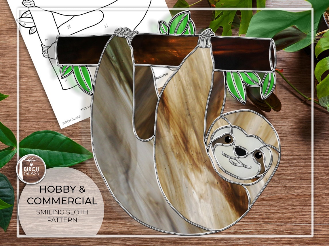 PATTERN • Smiling Sloth Stained Glass Pattern