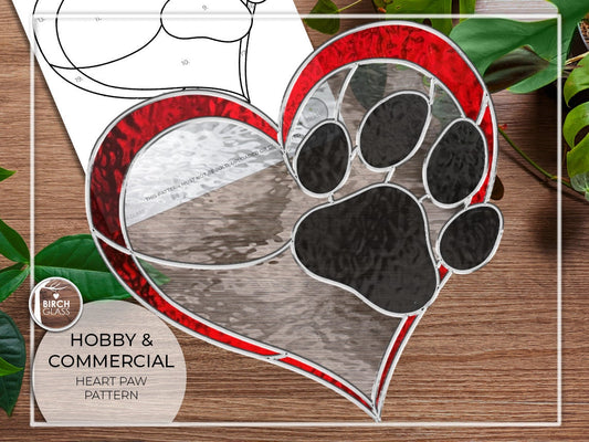 PATTERN • Heart Paw Stained Glass Pattern