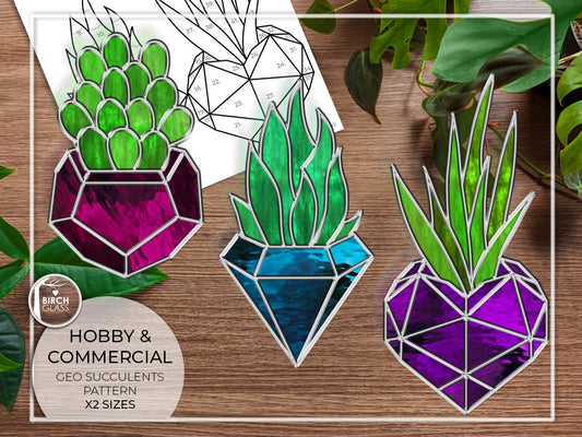 PATTERN • Geometric Succulents Stained Glass Pattern