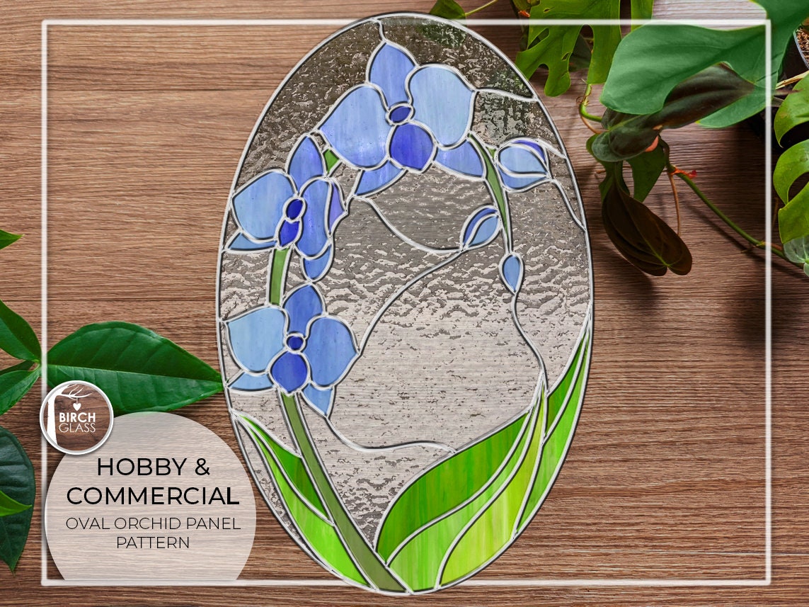 PATTERN • Orchid Oval Panel Stained Glass Pattern – Birch Glass pattern-orchid-oval-panel-stained-glass-pattern-birch-glass