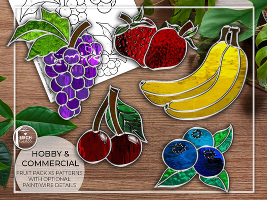 PATTERNS • Fruit x5 Stained Glass Pattern