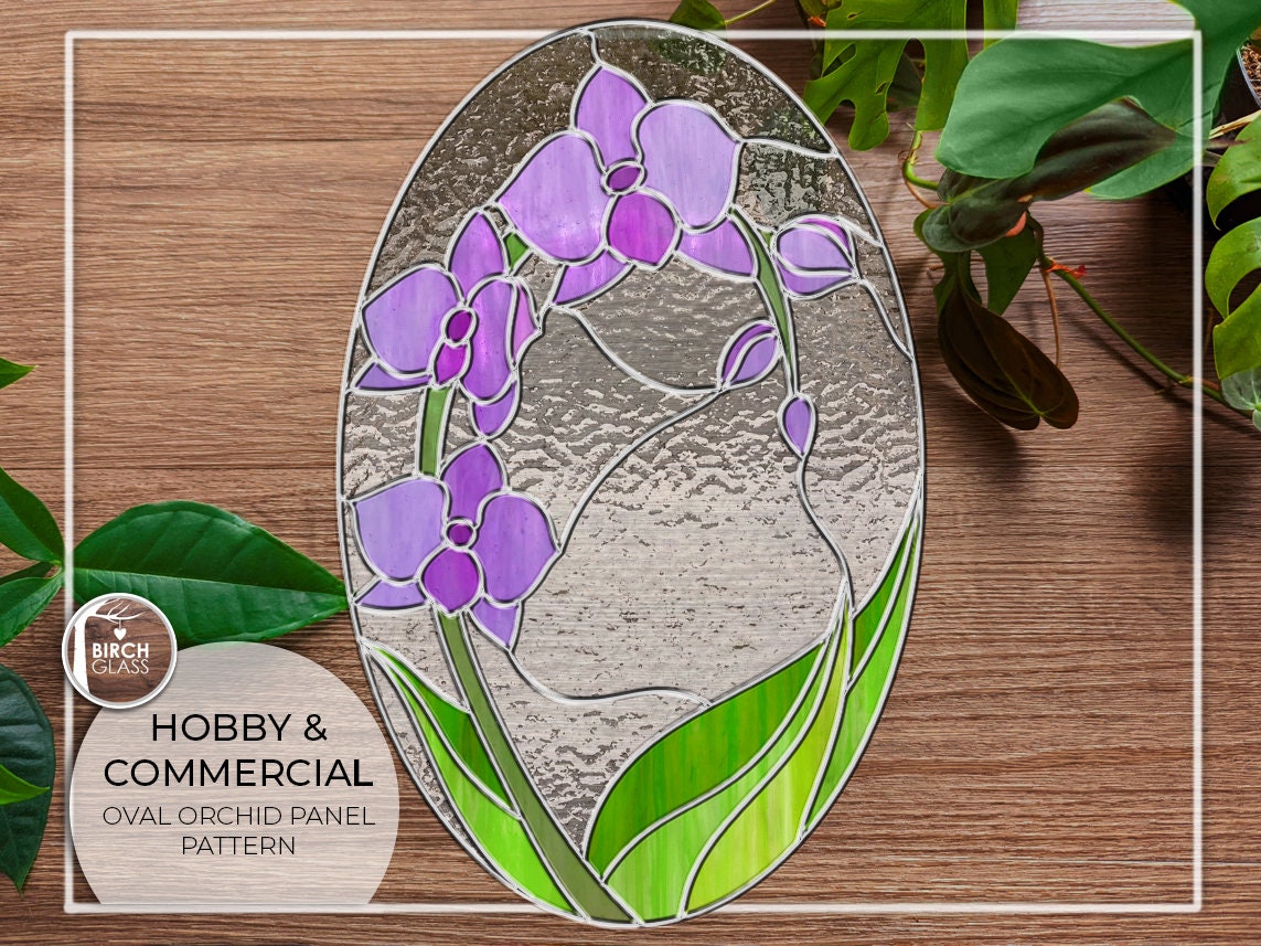 PATTERN • Orchid Oval Panel Stained Glass Pattern – Birch Glass pattern-orchid-oval-panel-stained-glass-pattern-birch-glass
