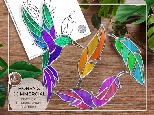PATTERN • Feather & Hummingbirds Stained Glass Pattern