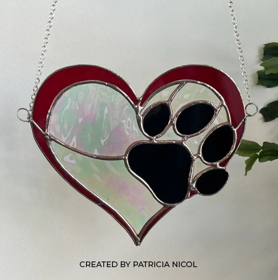 PATTERN • Heart Paw Stained Glass Pattern