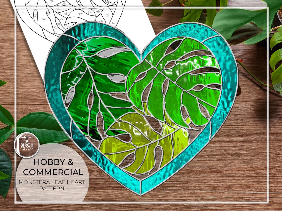 PATTERN • Monstera Leaf Heart Stained Glass Pattern