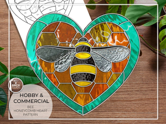 PATTERN • Honey Bee Heart Stained Glass Pattern