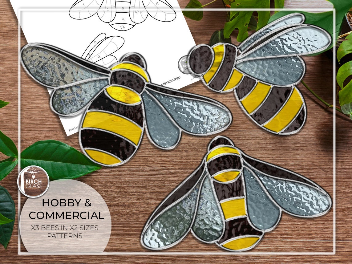 PATTERN • X3 Bee Pack Stained Glass Pattern – Birch Glass