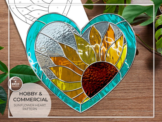 PATTERN • Sunflower Heart Stained Glass Pattern