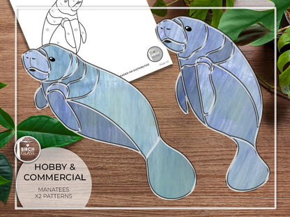 PATTERN • Manatee x2 Stained Glass Pattern