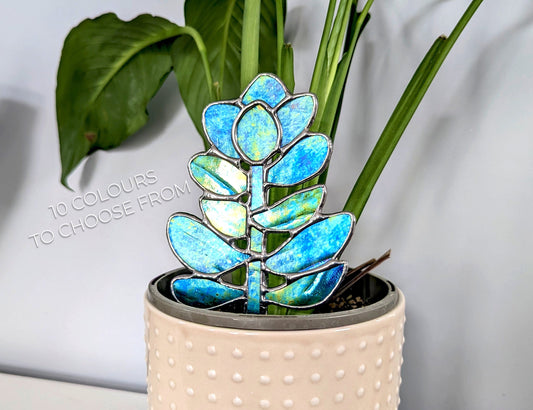 Stained Glass Succulent Plant Stake - Choose Your Colour - Garden Stake, Jade Plant