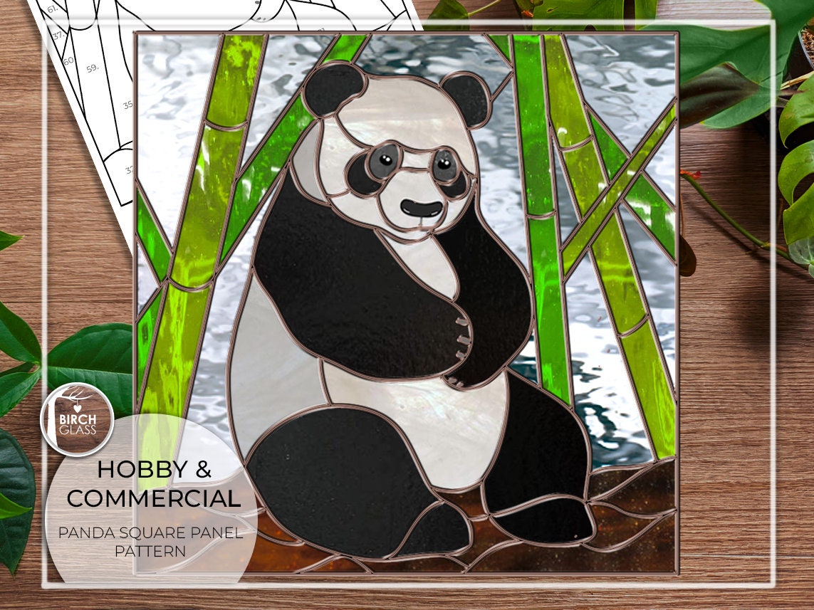 PATTERN β’ Panda Square Panel Stained Glass Pattern β Birch Glass