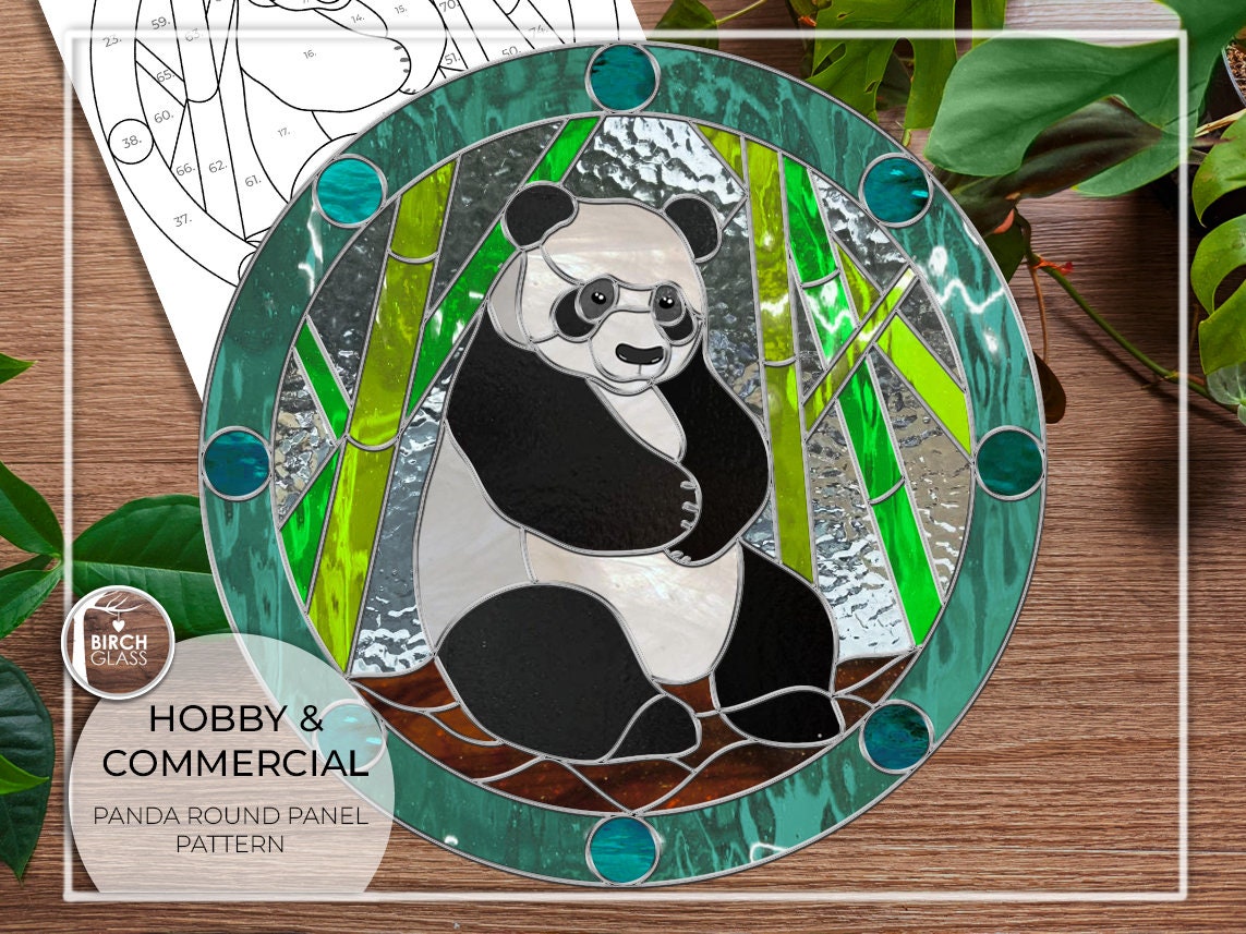 PATTERN β’ Panda Round Panel Stained Glass Pattern β Birch Glass