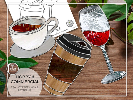PATTERN • Wine Tea Coffee Stained Glass Pattern