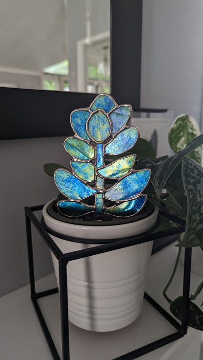 Stained Glass Succulent Plant Stake - Choose Your Colour - Garden Stake, Jade Plant