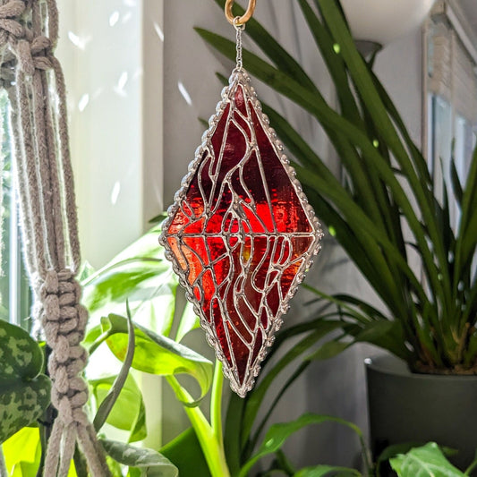 RED Glass Magic Fire Crystal Suncatcher Plant Stake